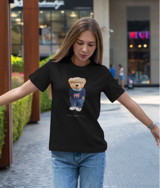 Дамска тениска с щампа Мечета USA Bear